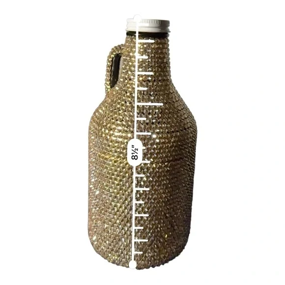 Rhinestoned Bedazzled Beer Growler 32 Ounces Handmade One Of A Kind - Picture 7 of 7